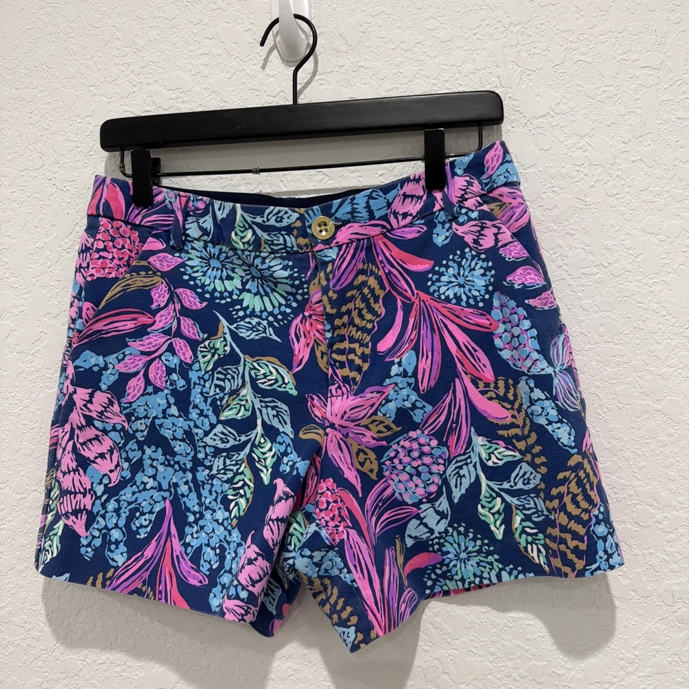 Lily Pulitzer Gretchen High Rise Aegean Navy Calypso Coast Short Size 6